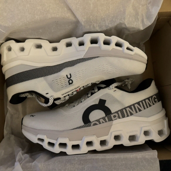 On Running Shoes - On Women's Cloudmonster 2 Running Shoes-White/Black-size 8